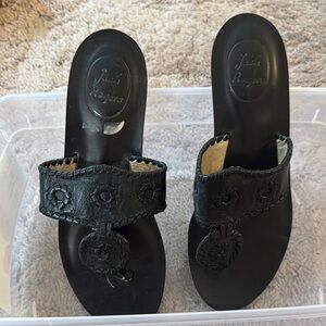 Jack Rogers Black Sandals with Embellished Strap